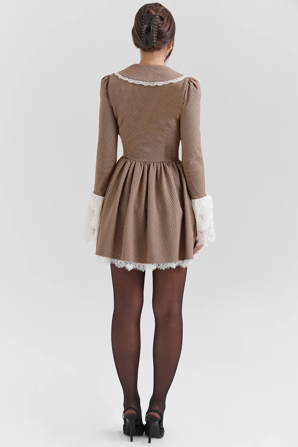 brown puppytooth check mini dress sale