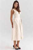 ivory metallic jacquard midi dress sale