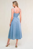 FESTIVAL DAYS FRONT TIE DENIM MIDI DRESS
