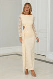 Soft But Statement Lace Long Sleeve Maxi Dress Butter