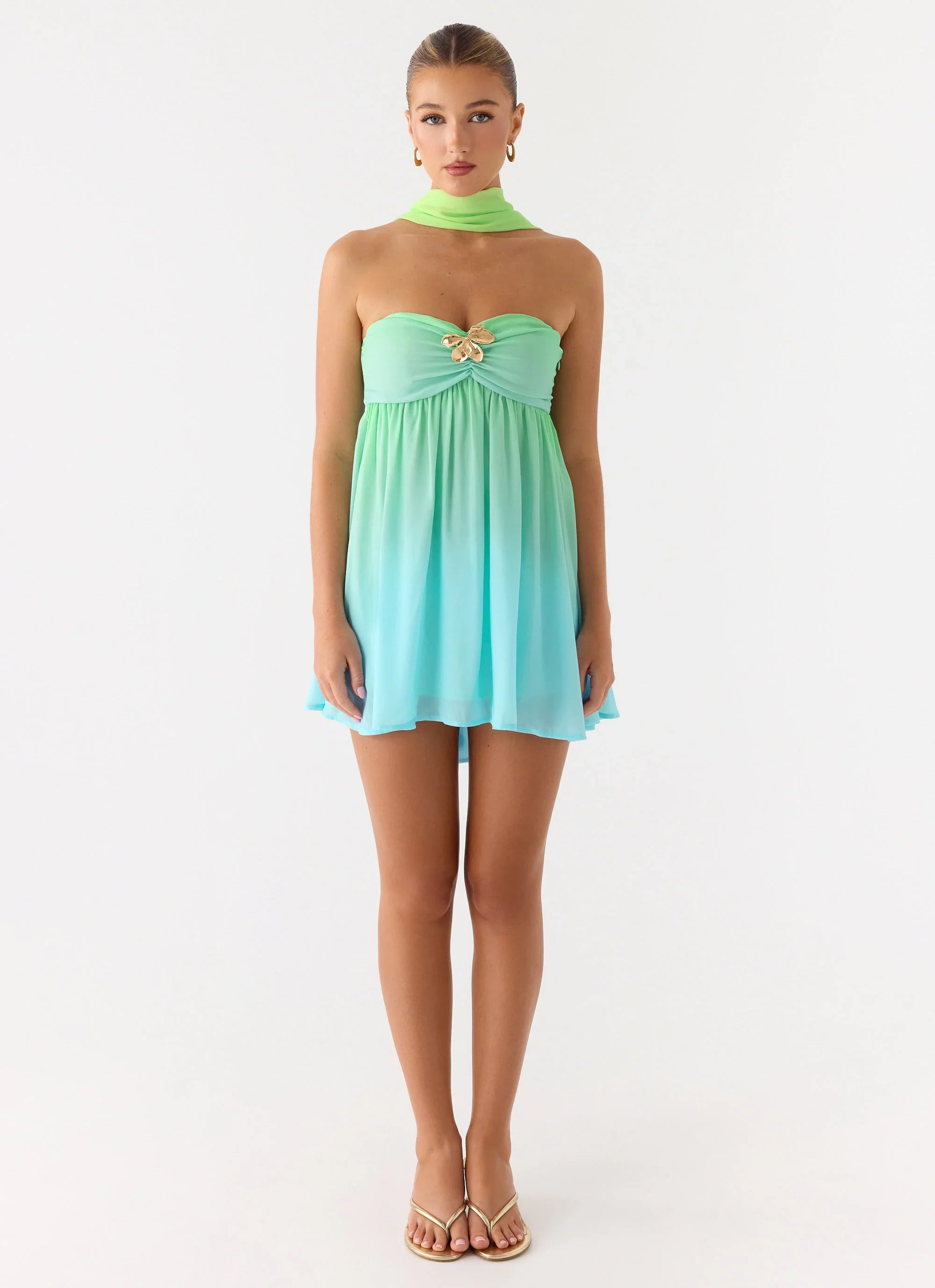 Calantha Scarf Mini Dress Sea Ombre