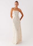 Orelli Shell Sequin Knit Maxi Dress Ivory