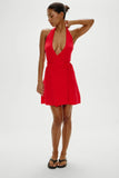 Evening Halter Wrap Mini Dress Cherry