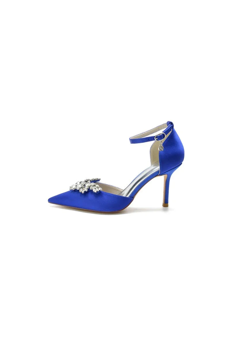 Pointed Toe Crystal Party Ankle Strap Heels Shoes