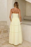 Sunny Day Embroidered Tiered Maxi Dress Yellow