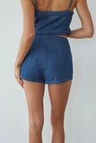 Amena Mid Rise Denim Shorts