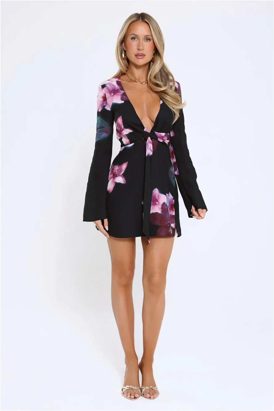 Twilight Bloom Dream Long Sleeve Mini Dress Floral