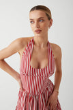 Tulsa Halter Midi Dress Scarlet Stripe
