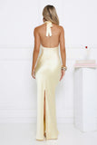 Statement Muse Satin Halter Maxi Dress Yellow