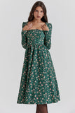 green floral print midi dress