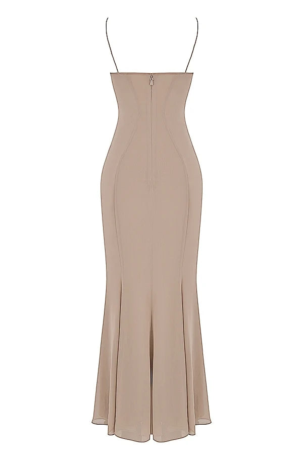 latte corset maxi dress