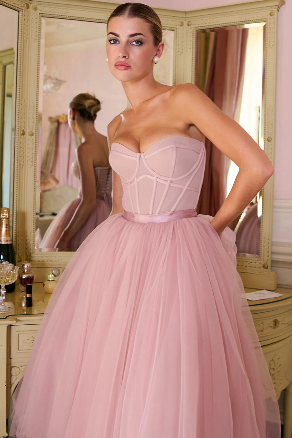 french rose tulle midi dress sale