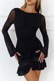 Lost In Translation Long Sleeve Mini Dress Black