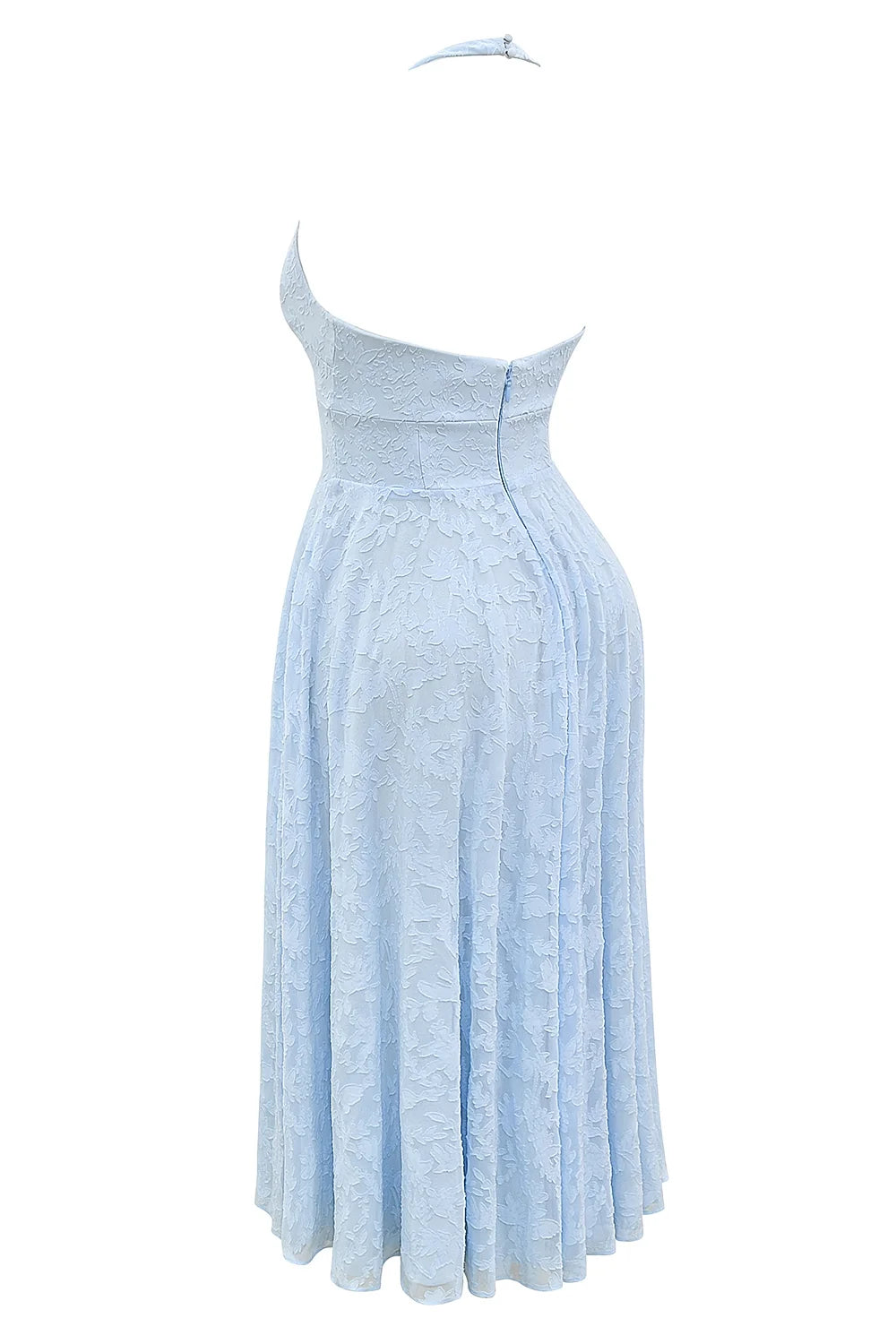 bluebell floral jacquard halter midi dress