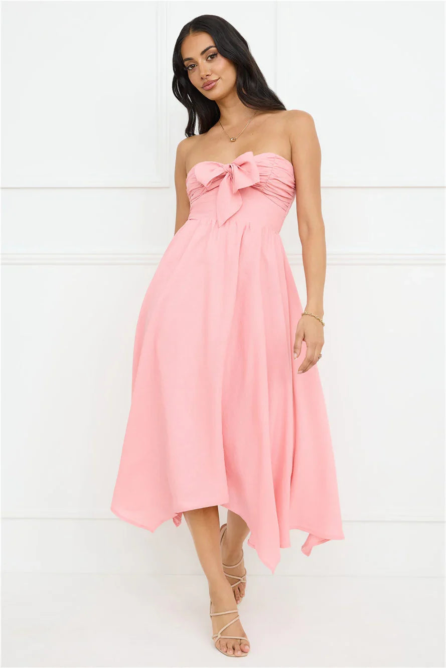 Saltwater Soul Strapless Midi Dress Pink