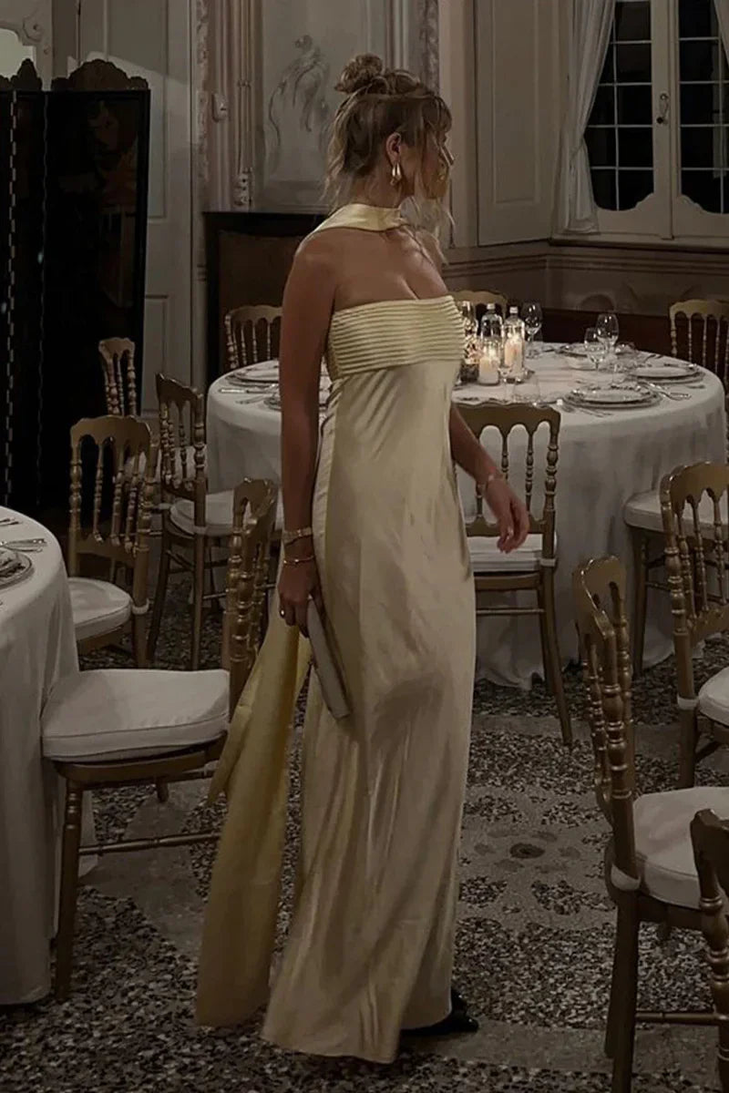 Elsa Scarf Satin Maxi Dress