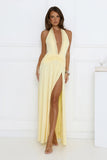 Bewitched By Light Halter Maxi Dress Yellow