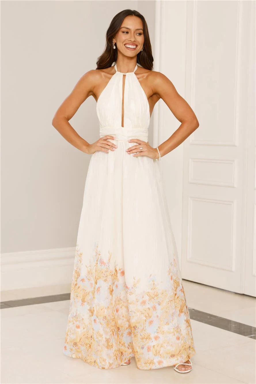 The Meadows Secret Halter Maxi Dress Yellow