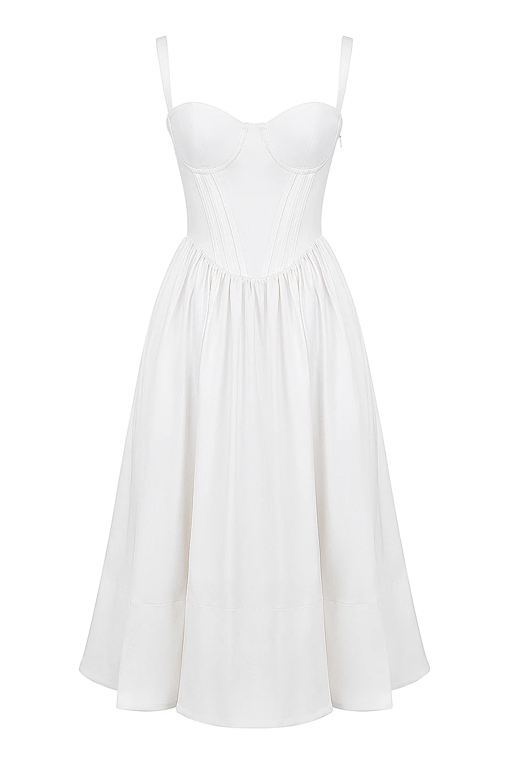 white corset midi sundress