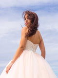 Ball Gown Tulle Lace Satin Strapless Weddig Dress
