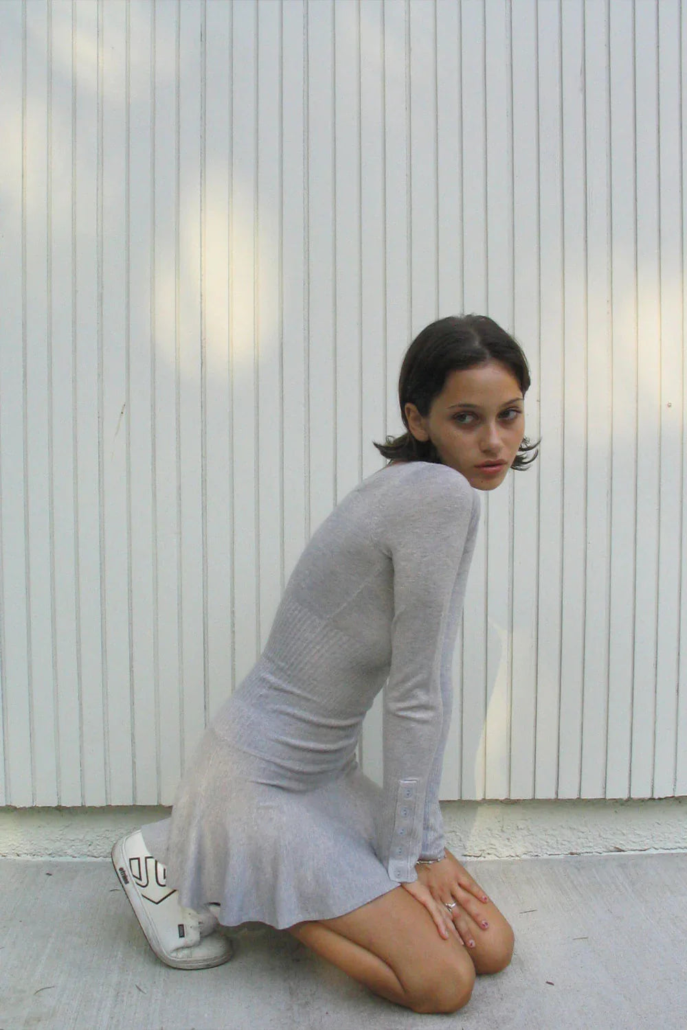 Claude Lightweight Knit Long Sleeve Dress Heather Grey
