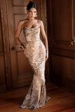 gold patterned satin maxi dress limited edition
