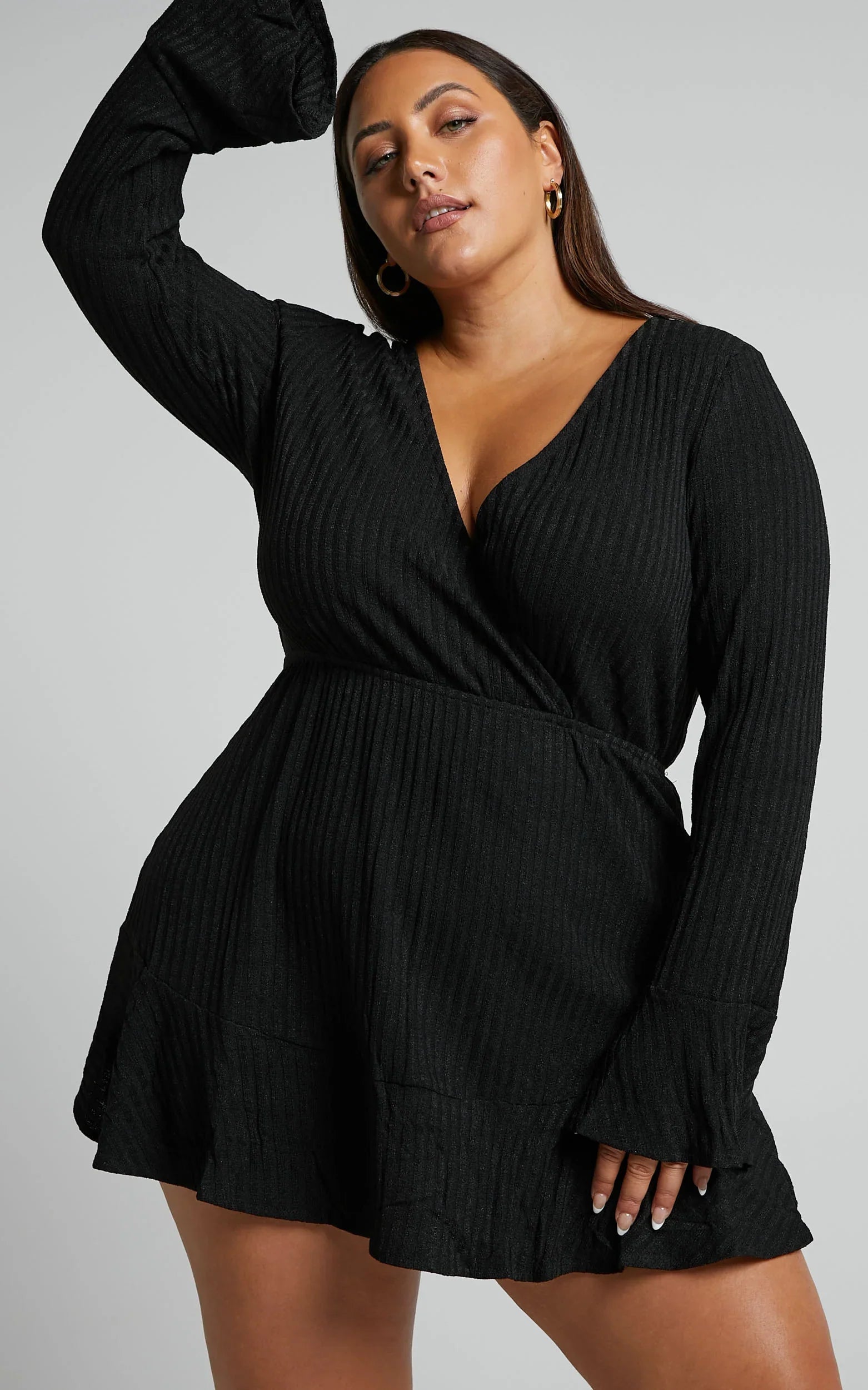 The Next Step Mini Dress Long Sleeve Dress in Black