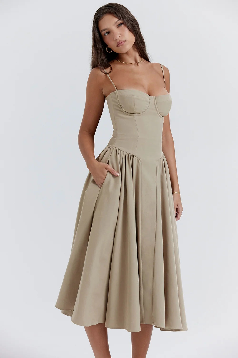 taupe corset sundress