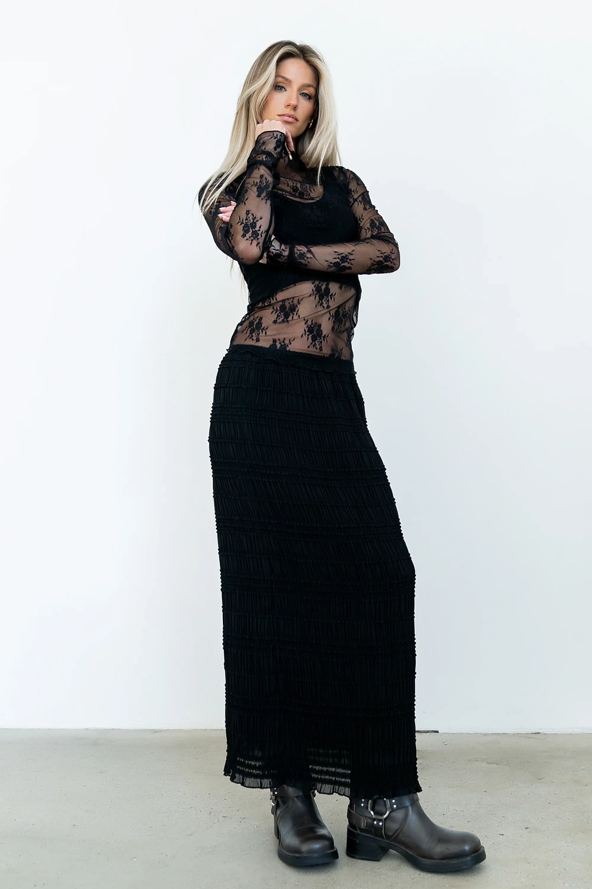 Marcus Chiffon Maxi Skirt in Black