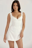 white pin tuck mini dress