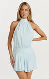 Thea Mini Dress Backless Halter Dress in Pale Blue