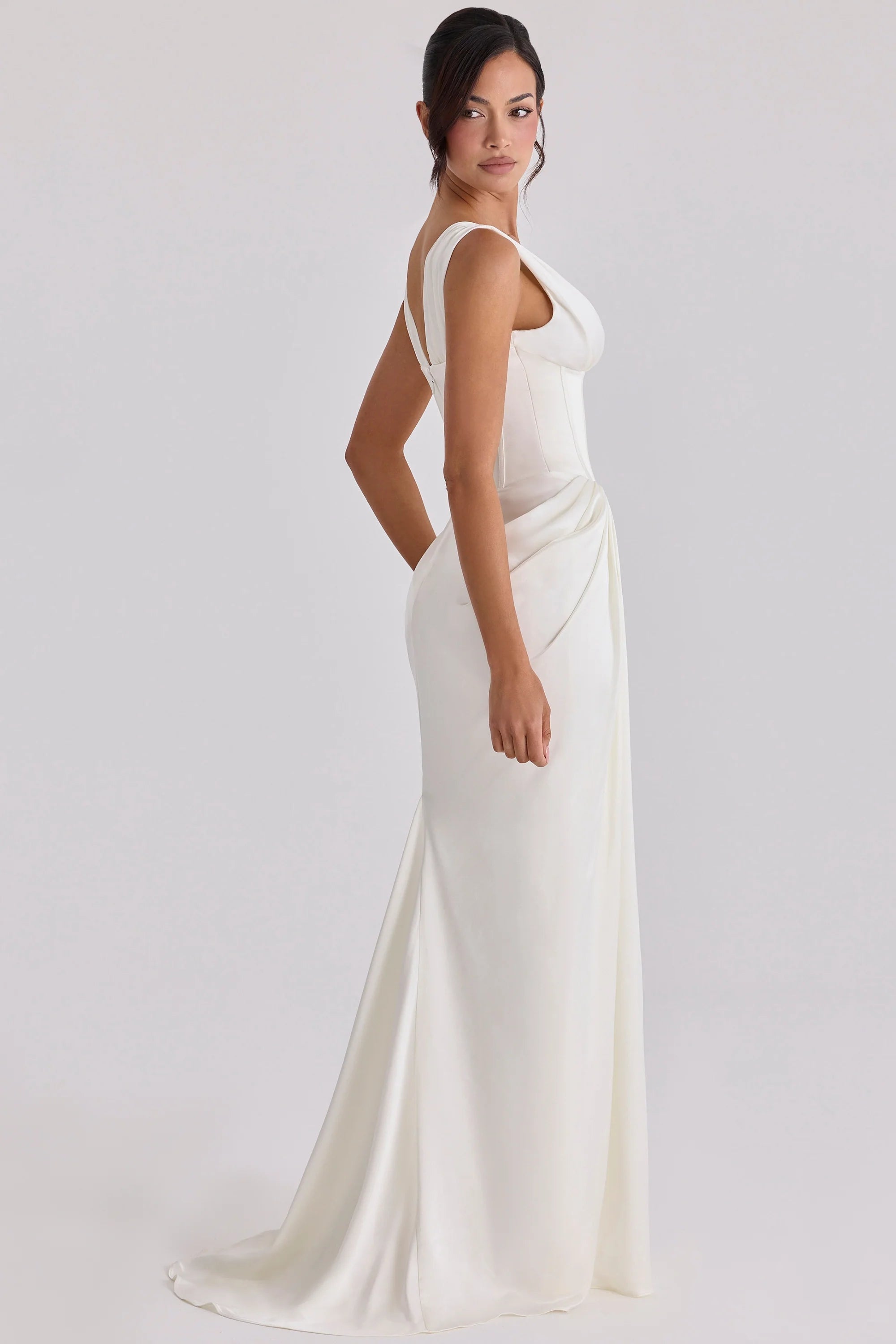 ivory satin corset bridal gown