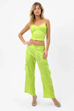 Macey Plissé Halter Top Kiwi
