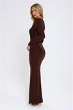 Stare Worthy Long Sleeve Maxi Dress Brown