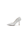 Pointed Toe Bridal Heels with Lace Appliques