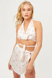 Matilda Silk Halter Wrap Crop Top Sweet Rose