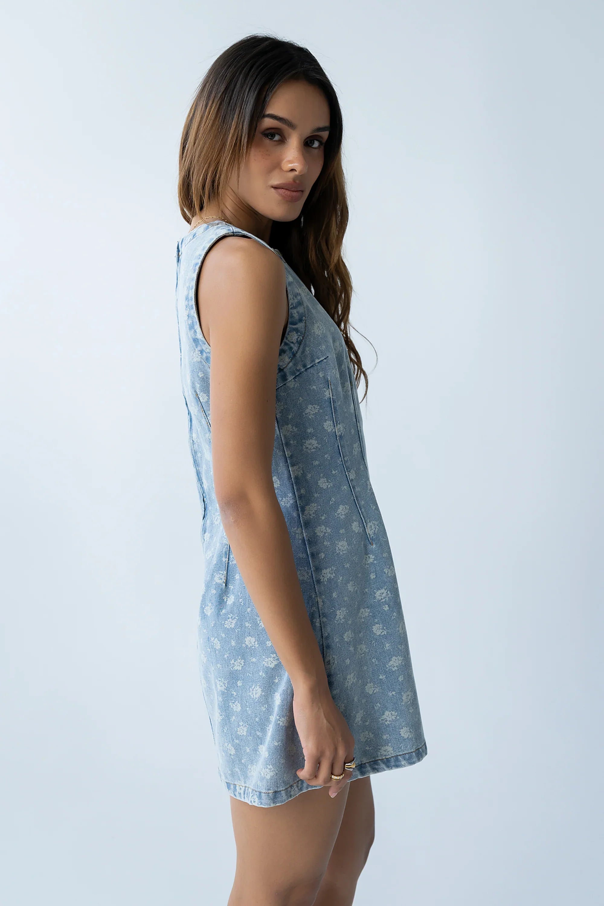 Elizabeth Floral Denim Mini Dress