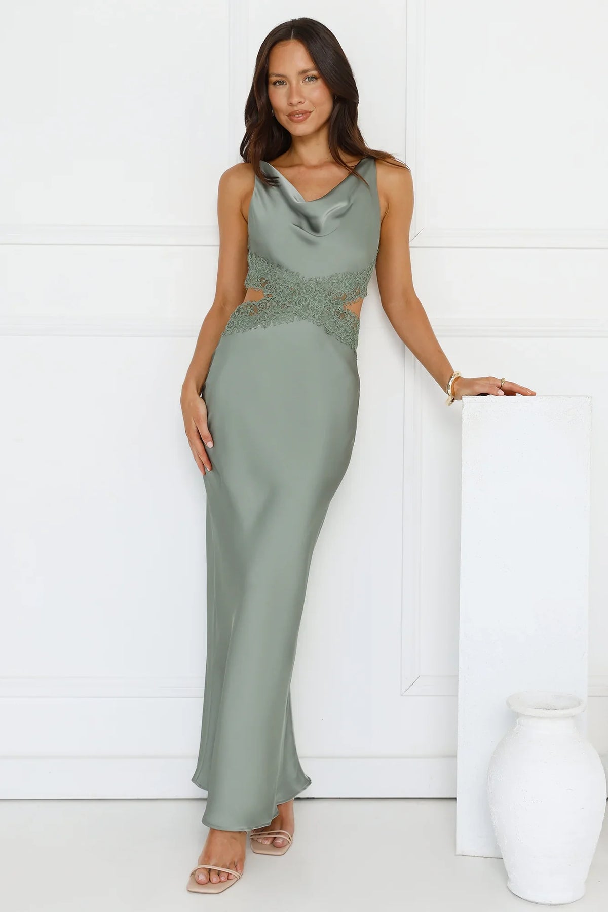 Satin Embrace Maxi Dress Sage