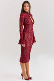 berry lace midi dress