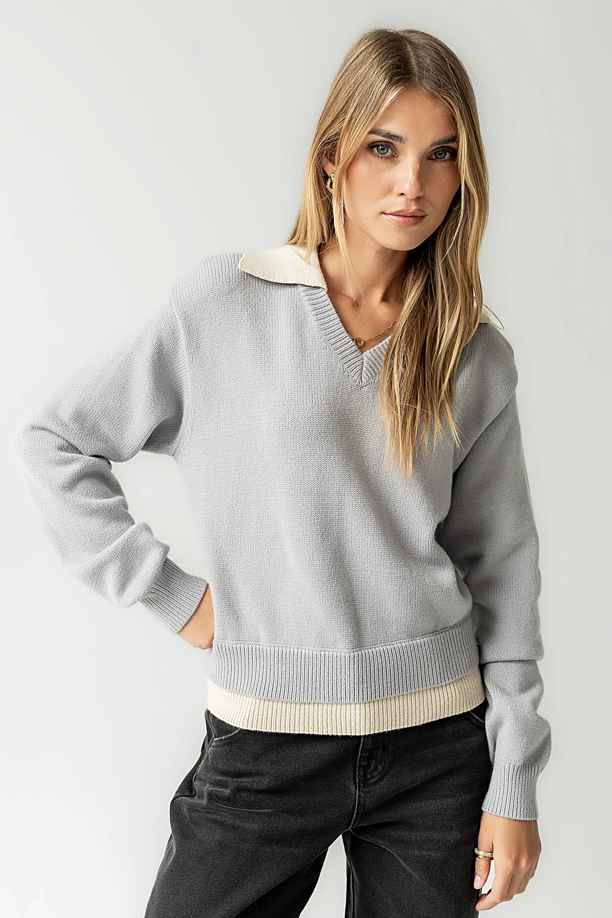 Pattie Collared Sweater in Blue