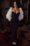 black crepe strapless corset dress