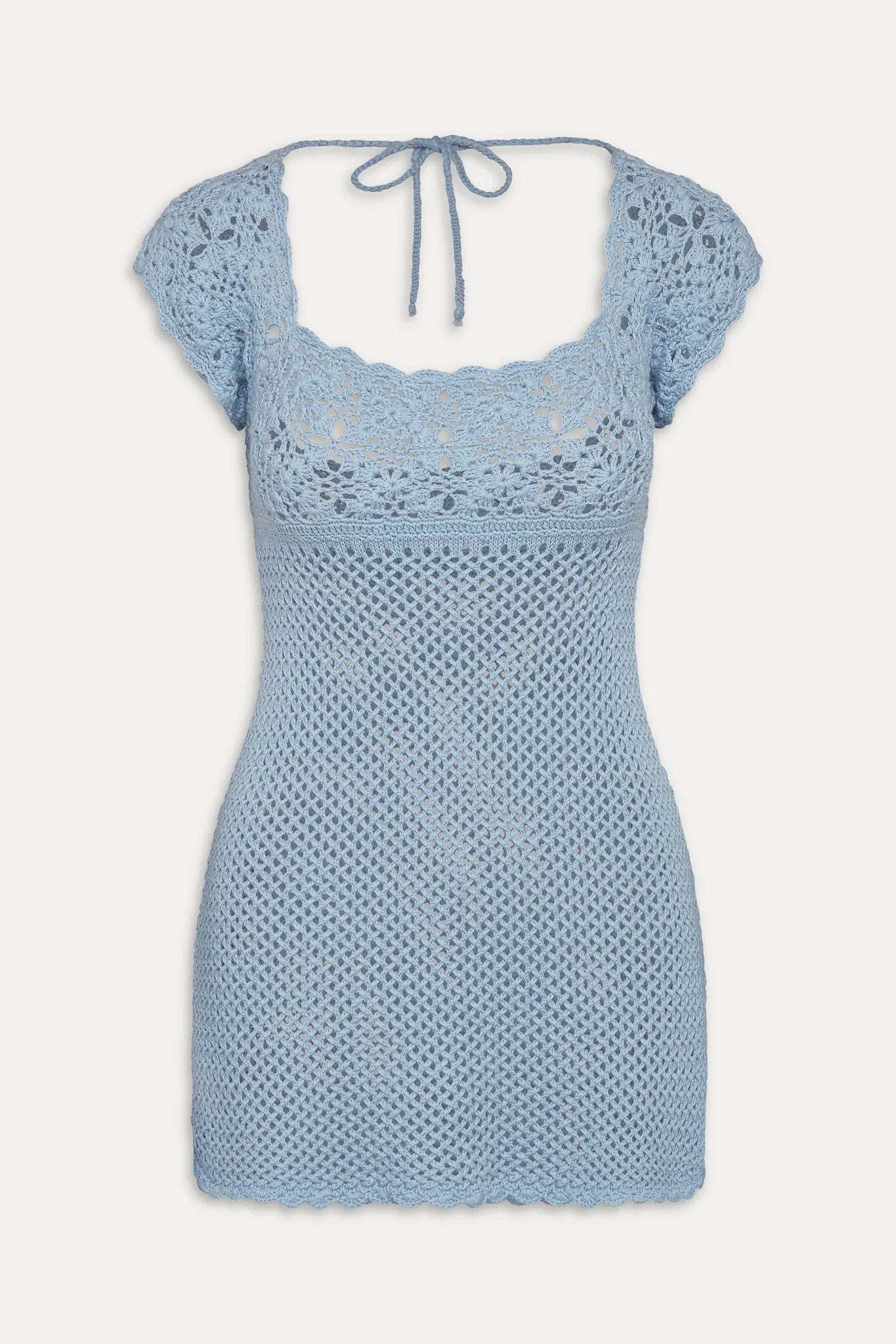 Eloise Crochet Mini Dress Blue Jay
