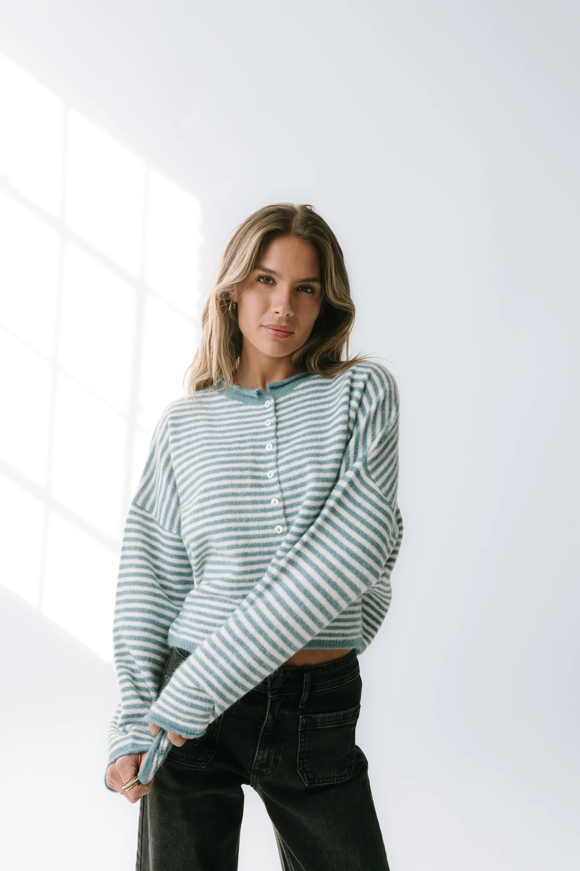 Miriam Striped Cardigan in Blue
