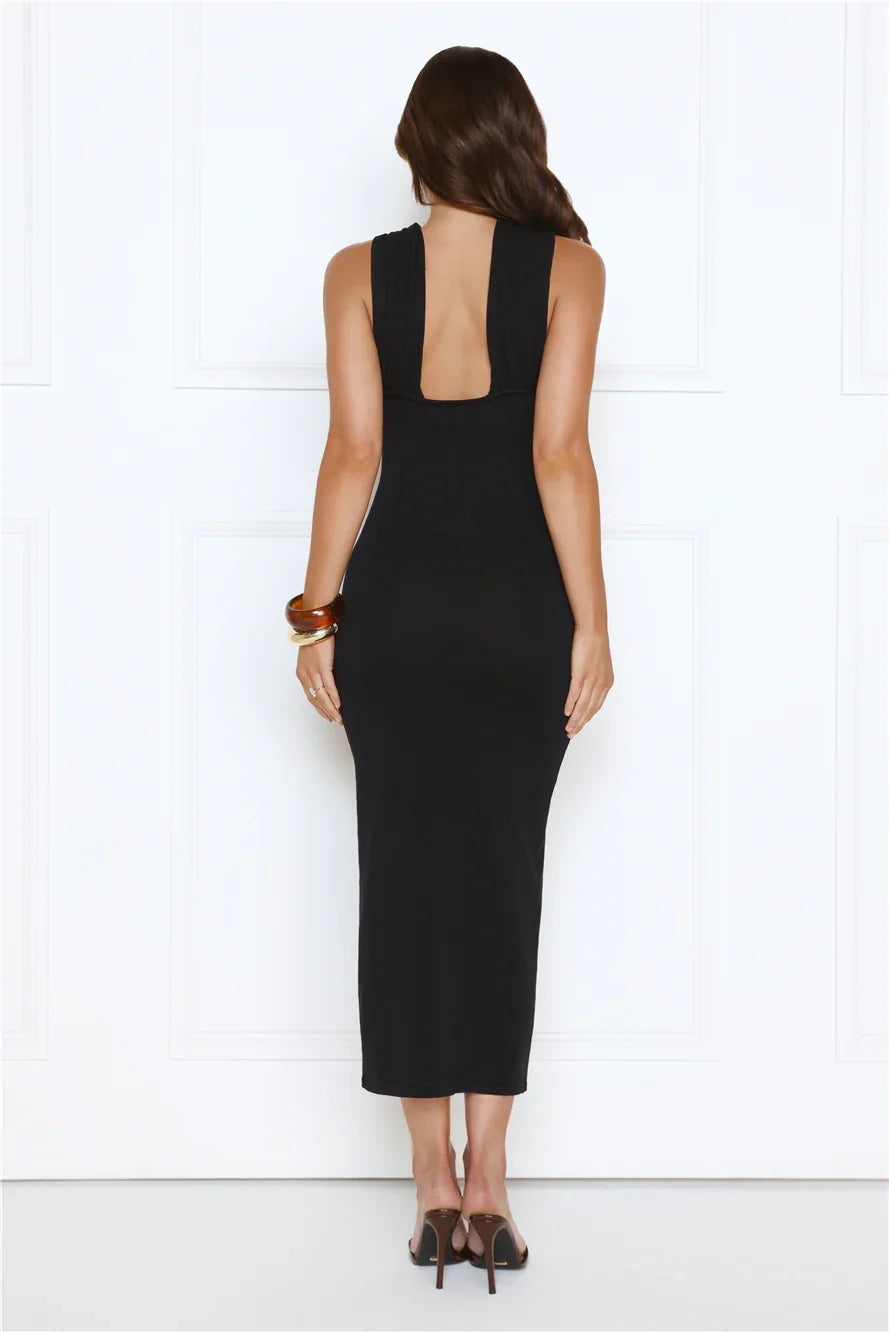 Gilded Nights Midi Dress Black