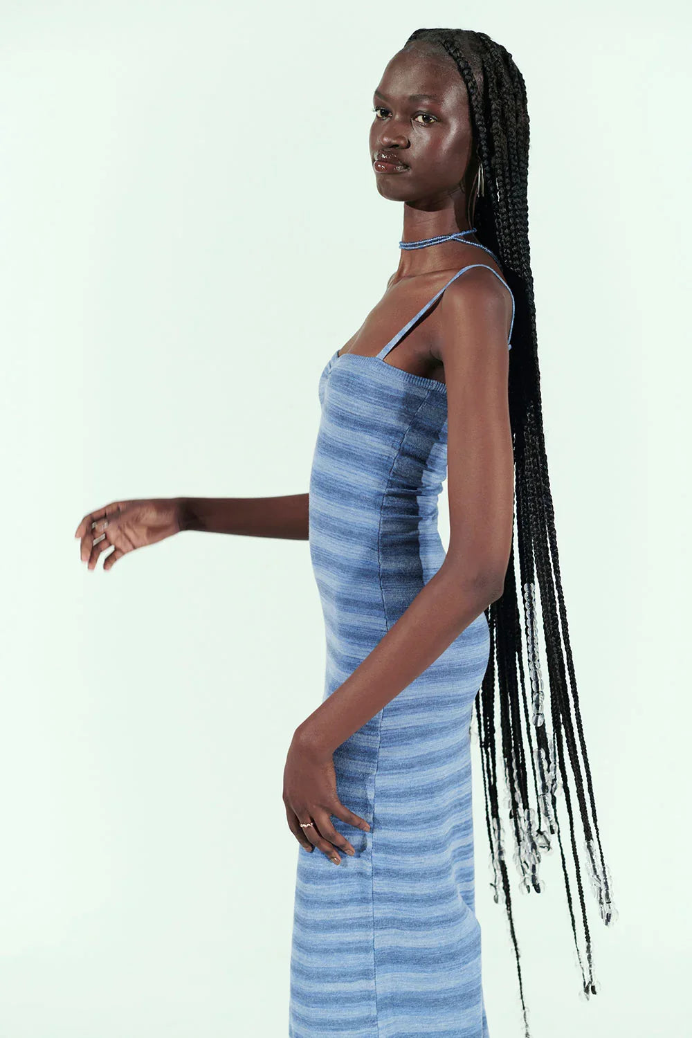 Carmen Lightweight Knit Maxi Dress Sonoma Stripe Blue