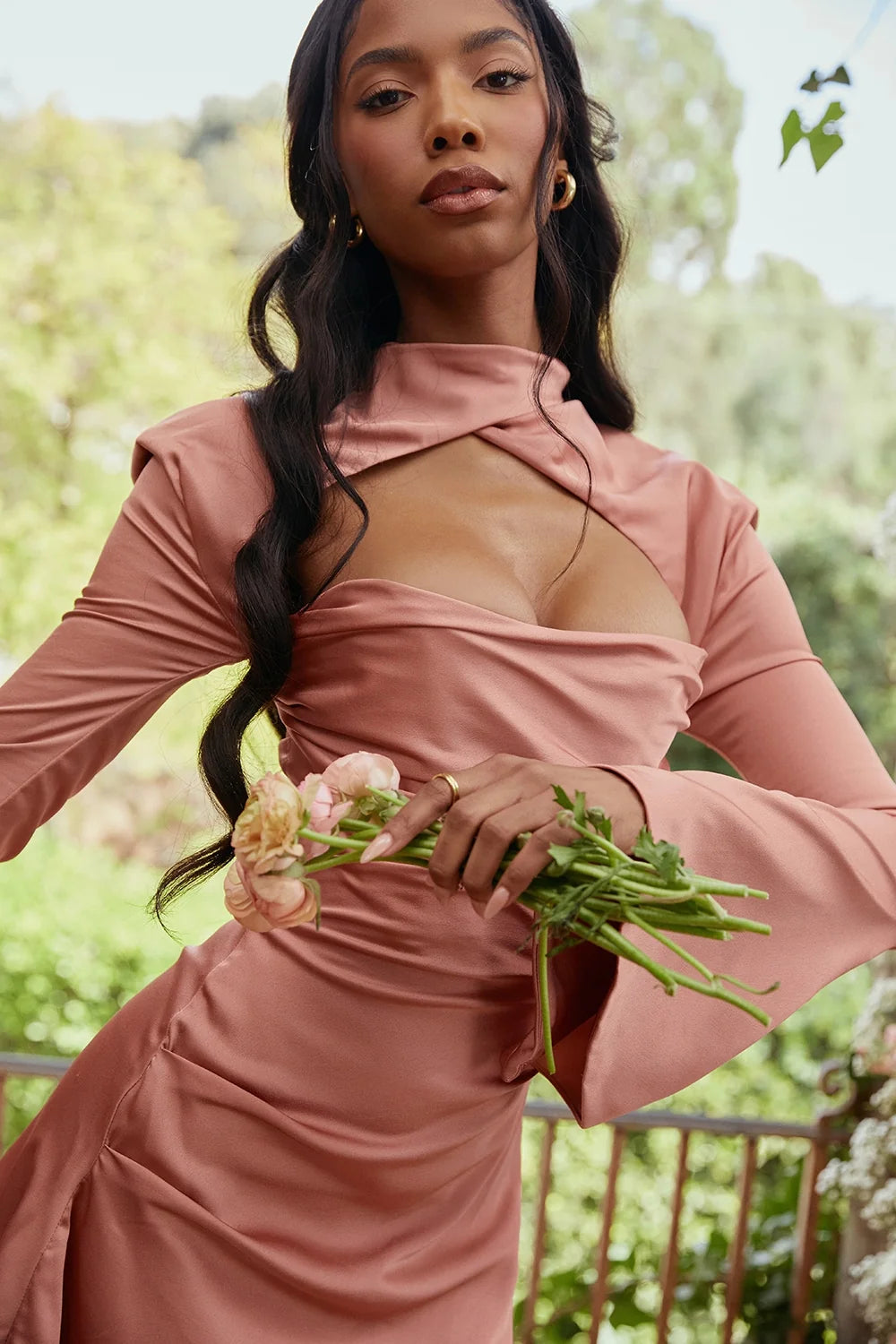 rose draped corset dress