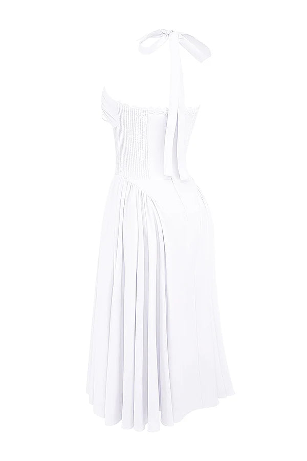 white cotton halter sundress