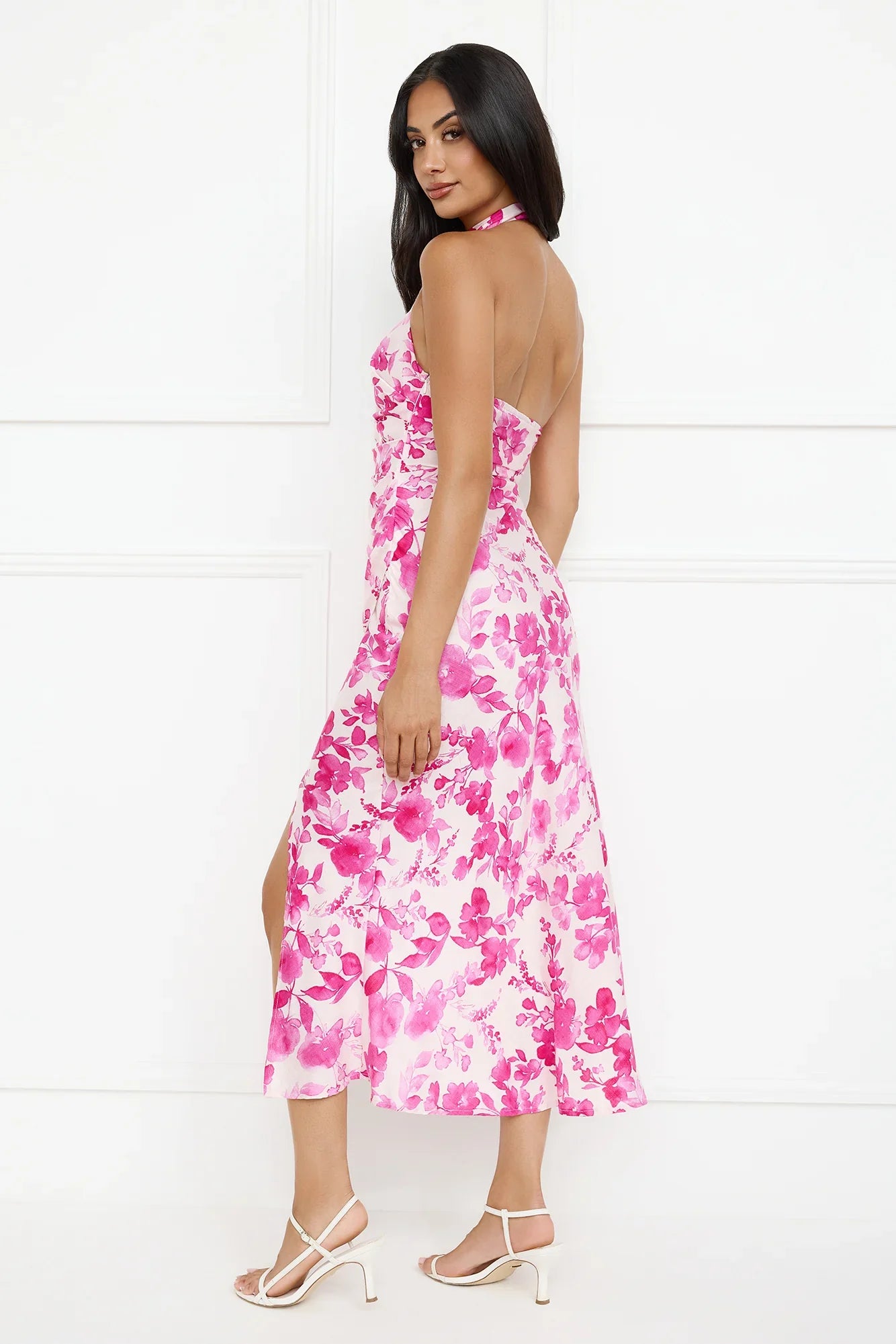 Cupids Kiss Halter Midi Dress Pink