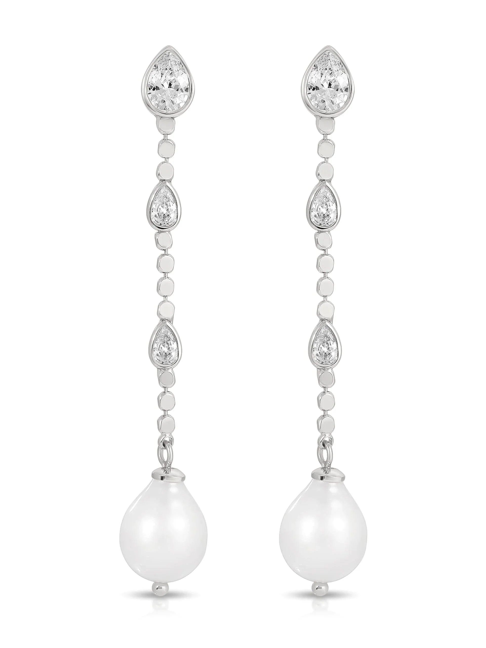 Droplet Crystal and Pearl Earring