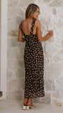 Cassara Maxi Dress Chocolate White Polka Dot